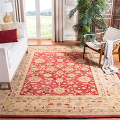 Area Rug, 8' x 10', Hand-Woven Wool in Red/Ivory