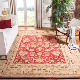 Area Rug, 8' x 10', Hand-Woven Wool in Red/Ivory