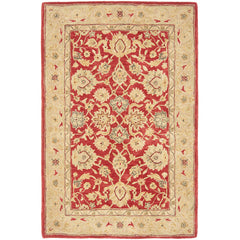 Area Rug, 8' x 10', Hand-Woven Wool in Red/Ivory