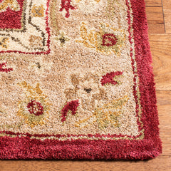 Area Rug, 8' x 10', Hand-Woven Wool in Red/Ivory