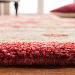 Area Rug, 8' x 10', Hand-Woven Wool in Red/Ivory