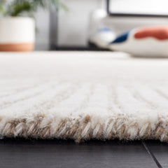 Area Rug, 8' x 10', Ivory and Natural with Striped Pattern