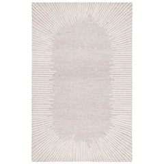 Area Rug, 8' x 10', Ivory and Natural with Striped Pattern