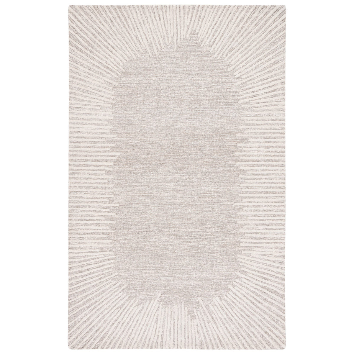 Area Rug, 8' x 10', Ivory and Natural with Striped Pattern