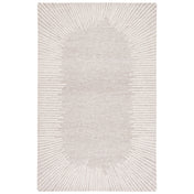 Area Rug, 8' x 10', Ivory and Natural with Striped Pattern