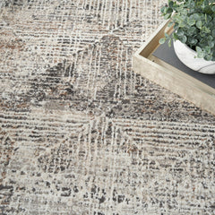 Area Rug, 8' x 10', Ivory Polyester with Abstract Pattern