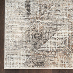 Area Rug, 8' x 10', Ivory Polyester with Abstract Pattern