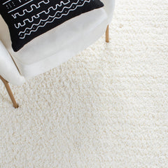 Area Rug, 8' x 10', Ivory Polyester with Hand-Tufted Texture