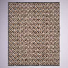 Area Rug, 8' x 10', Natural Jute/Sisal and Cotton with Black Diamond Pattern