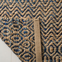 Area Rug, 8' x 10', Navy and Natural with Geometric Pattern