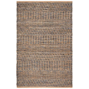 Area Rug, 8' x 10', Navy and Natural with Geometric Pattern