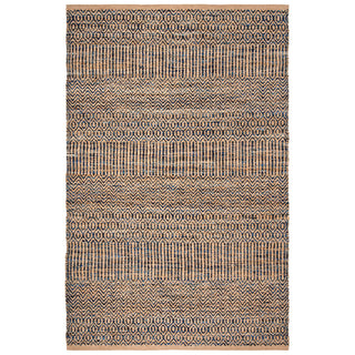 Area Rug, 8' x 10', Navy and Natural with Geometric Pattern