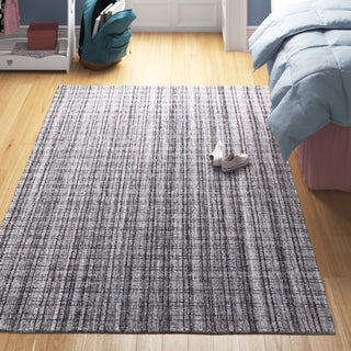 Area Rug, 8' x 10', Plaid Wool and Cotton in Gray and Brown