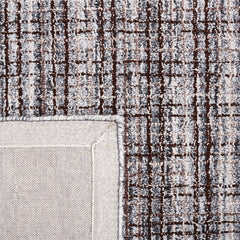 Area Rug, 8' x 10', Plaid Wool and Cotton in Gray and Brown