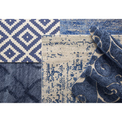 Area Rug, 8' x 10', Polypropylene with Blue Abstract Pattern