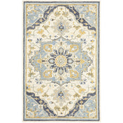 Area Rug, 8' x 10' Rectangle, Hand-Tufted Wool with Oriental Medallion Pattern