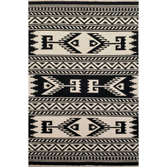 Area Rug, 8' x 10' Rectangle in Black and White Wool