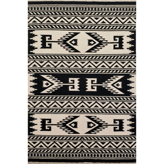 Area Rug, 8' x 10' Rectangle in Black and White Wool