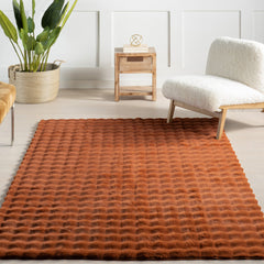 Area Rug, 8' x 10', Red Polyester with Non-Slip Backing
