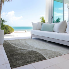 Area Rug, 8' x 10', Taupe Polyester with Abstract Pattern