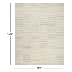 Area Rug, 8' x 10', Taupe Wool with Geometric Design