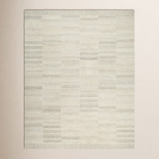 Area Rug, 8' x 10', Taupe Wool with Geometric Design