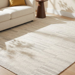 Area Rug, 8' x 10', Taupe Wool with Geometric Design