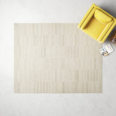 Area Rug, 8' x 10', Taupe Wool with Geometric Design