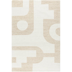 Area Rug, 8' x 10', White and Brown in Hand-Tufted Wool