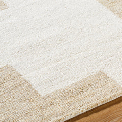 Area Rug, 8' x 10', White and Brown in Hand-Tufted Wool
