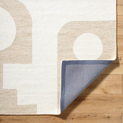 Area Rug, 8' x 10', White and Brown in Hand-Tufted Wool