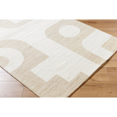 Area Rug, 8' x 10', White and Brown in Hand-Tufted Wool