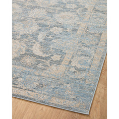 Area Rug, 9'2" x 13' Rectangle in Blue/Beige Polyester