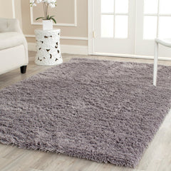 Area Rug, 9'6" x 13'6", Gray Polyester with Shag Pile