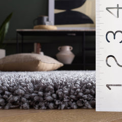 Area Rug, 9'6" x 13'6", Gray Polyester with Shag Pile