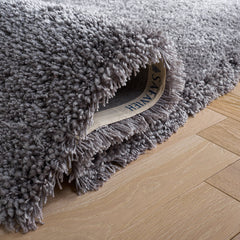 Area Rug, 9'6" x 13'6", Gray Polyester with Shag Pile