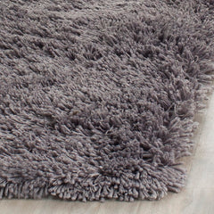 Area Rug, 9'6" x 13'6", Gray Polyester with Shag Pile