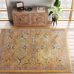 Area Rug, 9 ft 1 in x 12 ft, Yellow Polypropylene