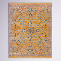 Area Rug, 9 ft 1 in x 12 ft, Yellow Polypropylene
