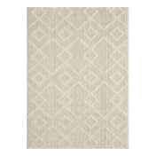Area Rug, 9 ft 10 in x 12 ft 10 in, Cream with Geometric Pattern