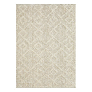 Area Rug, 9 ft 10 in x 12 ft 10 in, Cream with Geometric Pattern