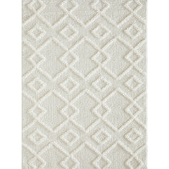 Area Rug, 9 ft 10 in x 12 ft 10 in, Cream with Geometric Pattern