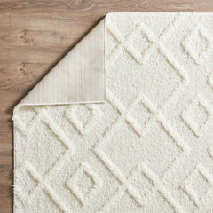 Area Rug, 9 ft 10 in x 12 ft 10 in, Cream with Geometric Pattern