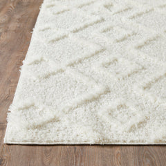 Area Rug, 9 ft 10 in x 12 ft 10 in, Cream with Geometric Pattern
