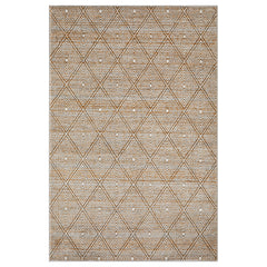 Area Rug, 9 ft 10 in x 12 ft 10 in with Beige and Cream Diamond Pattern