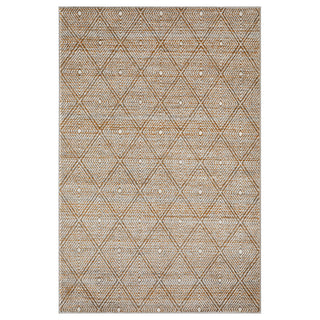 Area Rug, 9 ft 10 in x 12 ft 10 in with Beige and Cream Diamond Pattern
