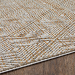 Area Rug, 9 ft 10 in x 12 ft 10 in with Beige and Cream Diamond Pattern