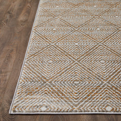 Area Rug, 9 ft 10 in x 12 ft 10 in with Beige and Cream Diamond Pattern