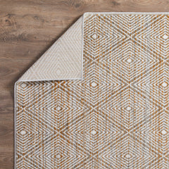 Area Rug, 9 ft 10 in x 12 ft 10 in with Beige and Cream Diamond Pattern