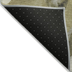 Area Rug, 9 Ft by 12 Ft, Olive with Abstract Pattern